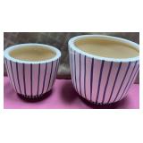 43 - SET OF STRIPED CERAMIC PLANTERS
