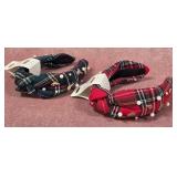 7 - PLAID HEADBANDS WITH PEARLS HOLIDAY STYLE