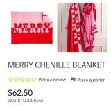 7 - MERRY PINK AND RED CHENILLE BLANKET