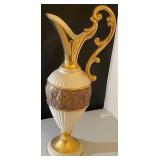 K - ORNATE GOLD AND IVORY DECORATIVE EWER