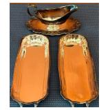 K - ELEGANT SILVER SERVING TRAYS AND GRAVY