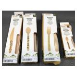 43 - WOODEN FORK, SPOON & KNIFE SETS (G25)