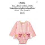 7 - BABY GIRLS SEQUIN BOW TUTU BODYSUIT 0-3M