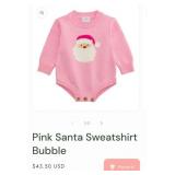7 - PINK SANTA BABY SWEATER ROMPER 0-3M