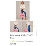 7 - MUDPIE PINK MAMA SPARKLE TOTE BAG (A305)