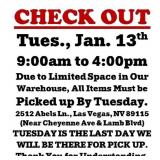 CHECK OUT - AUCTION PICK UP DAY & HOURS