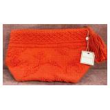 8 - SHIRALEAH BRIGHT ORANGE ZIP POUCH BAG (A9)