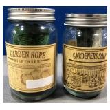 43 - GARDEN ROPE DISPENSER & JAR OF GARDEN SOAP
