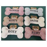 43 - LOT OF 6 - PERSONALIZED SQUEAKY DOG TOYS