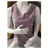 7 - COCO+CARMEN MAUVE V-NECK SLEEVELESS BODYSUIT