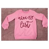 7 - PINK SWEATSHIRT WITH FESTIVE NICE LIST 2T-3T