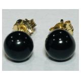 GOLD ONYX EARRINGS
