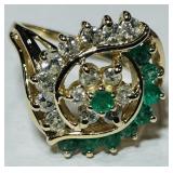 14KT GOLD EMERALD & DIAMOND RING 7.00GRS