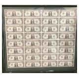 32 UNCUT DOLLAR BILLS