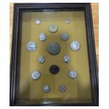 REPLICA COINS IN GLASS  FRAME