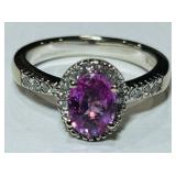 14KT GOLD PINK SAPPHIRE & DIAMOND RING 5.90GRS