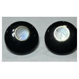 14KT GOLD ONYX & MOTHER OF PEARL EARRINGS