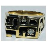 14KT GOLD MENS DIAMOND RING 11.70GRS