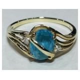 10KT GOLD GEMSTONE & DIAMOND RING 2.00GRS