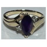 10KT GOLD GEMSTONE & DIAMOND RING 2.50GRS