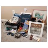 Q - MIXED LOT ART, HEADPHONES, ALBUMS, CLOCK (O8)