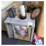 R -PATIO STORAGE BOX, GARDEN FLAGS, CANDLE LANTERN