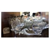 Q - MIXED GLASS FIGURINES, DISHES, MORE (K34)