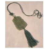 R - DECORATIVE CARVED STONE & SILK TASSEL (J20)