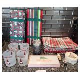 D - CHRISTMAS GLASSWARE, TOTES, TOWELS, MORE
