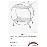 D - METAL & GLASS BAR CART (K18)