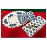 43 - BLUE WHITE CERAMIC SERVING SET (K168)