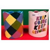 43 - COLORFUL CERAMIC PLANTER PAIR