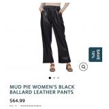 8 - MUDPIE BLACK LEATHER PANTS SIZE M (A211)