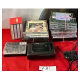 N - VINTAGE CASSETTE PLAYER, TAPES, CDS (F81)