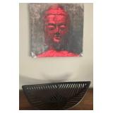 F - BUDDHA  ARTWORK 24" & LEAF SHAPED DECOR BASKET