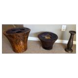 F - CONTEMPORARY TURNED VASES & CANDLE HOLDER