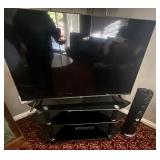 F - HISENSE 50"TV, PLAYER, SPEAKERS, CONSOLE (D9)