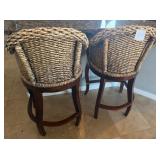F - PAIR OF MATCHING RATTAN COUNTER-CHAIRS (K19)