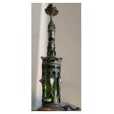 F - HANDCRAFTED GLASS & BRASS BOTTLE 21"T (B19)