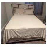 F - QUEEN BED, MATTRESS, BEDDING, NIGHTSTANDS (D16