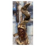 440 - HAND-CARVED NATURAL WOOD SCULPTURE