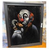 440 - CLOWN & CHIMPANZEE ART FRAMED 36X30"
