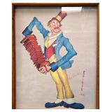 441 - RED SKELTON CLOWN ART FRAMED 21X17" (B13)