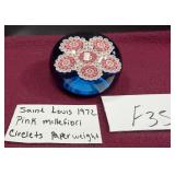 ST LOUIS 1972 PINK MILLEFIORI CIRCLETS PAPERWEIGHT