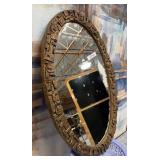 440 - VINTAGE OVAL WALL MIRROR FRAMED 34"L