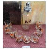 440 - VINTAGE GLASS COCKTAIL SHAKER & GLASSES