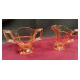 442 - VINTAGE DEPRESSION GLASS CREAMER & SUGAR