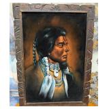 440 - INDIAN WARRIOR ART FRAMED 41X30"