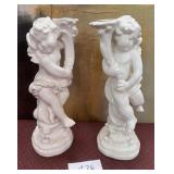 440 - TWO WHITE PORCELAIN FIGURAL CANDLEHOLDERS