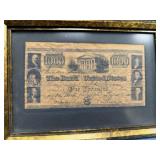 442 - ANTIQUE US CURRENCY $1000 BILL FRAMED (F112)